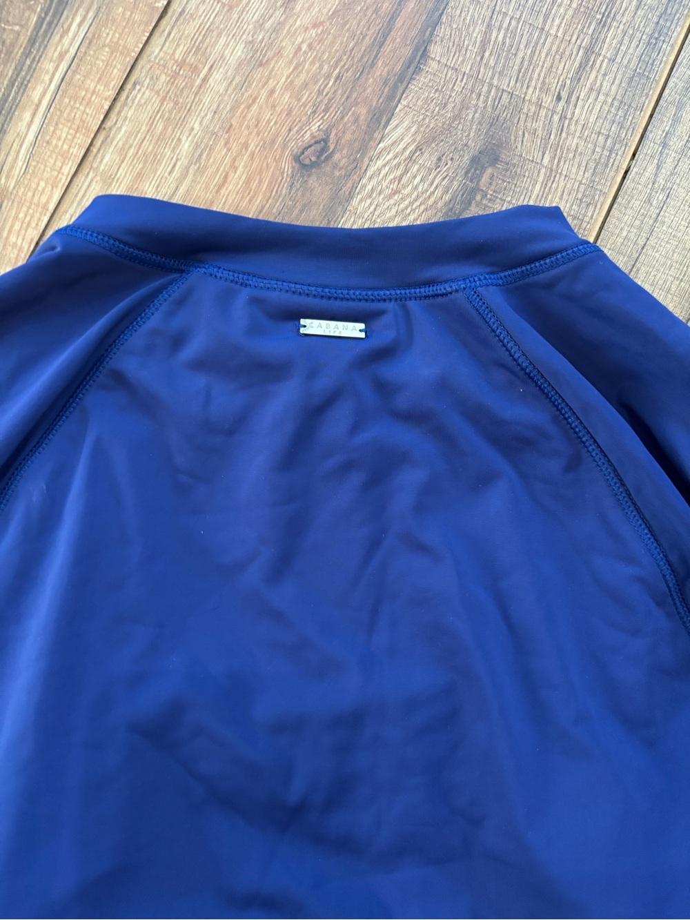 Cabana Life Long Sleeve One-Piece Swimsuit XL Navy Zip Front Rash Guard Swimwear - Picture 6 of 6